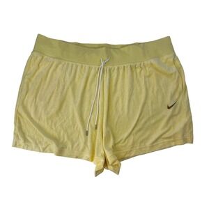 Nike Women 3X‎ Terry Shorts Citron Tint Butter Yellow Velour FB3137-821